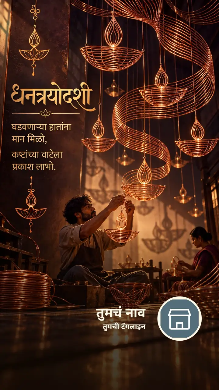 धनत्रयोदशी - घडवणाऱ्या हातांना मान मिळो, - Festival Image, फुलं, दिवा