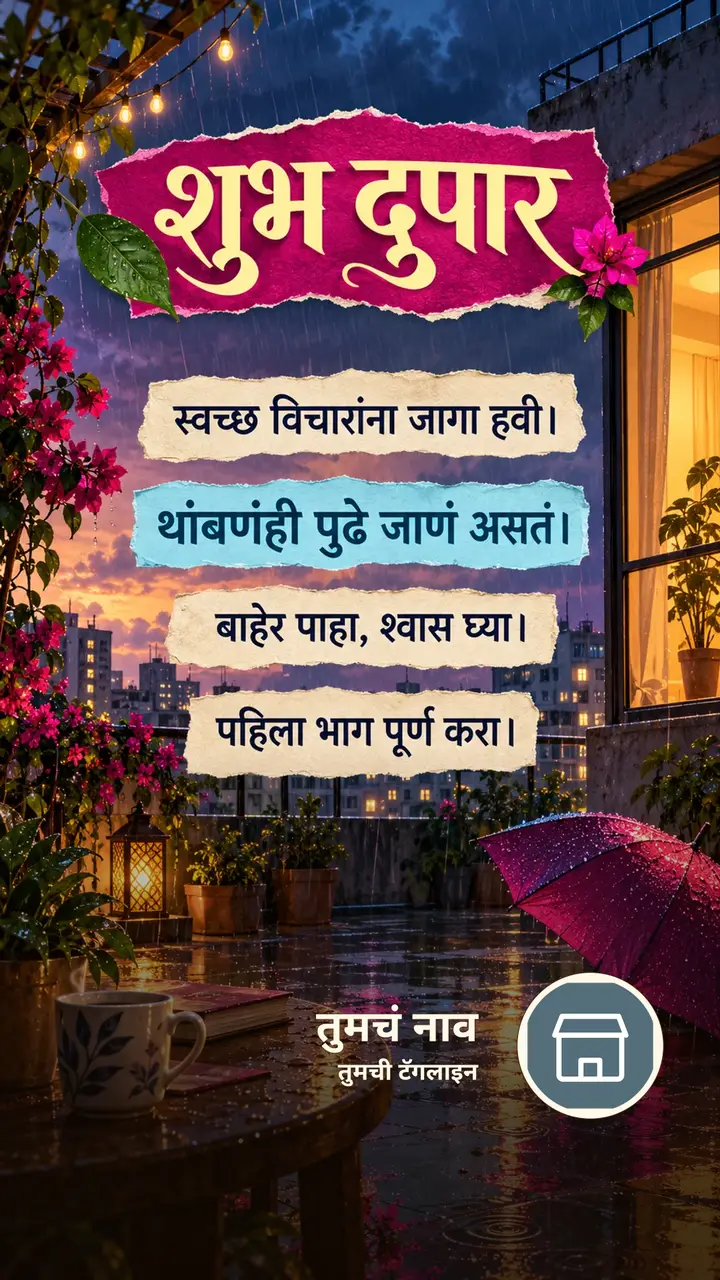 शुभ दुपार - स्वच्छ विचारांना जागा हवी। - थांबणंही पुढे - Shubh Dupar Image