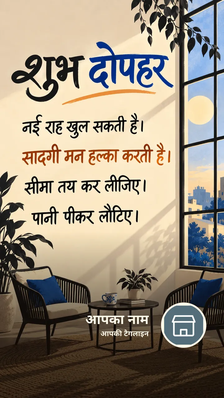 शुभ दोपहर - नई राह खुल सकती है। - सादगी मन हल्का करती है। - Dopahar Image