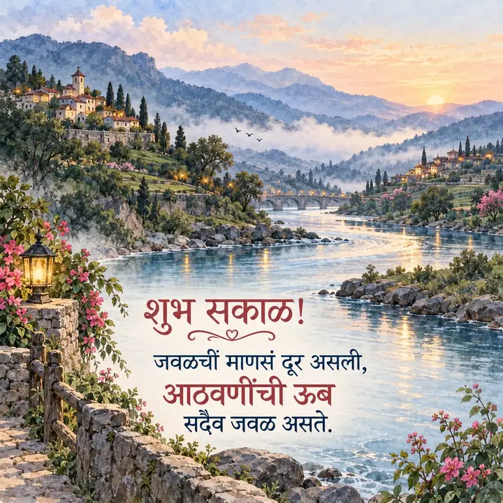 शुभ सकाळ! - जवळची माणसं दूर असली, - Shubh Sakal Image, डोंगर, नदी, मित्र