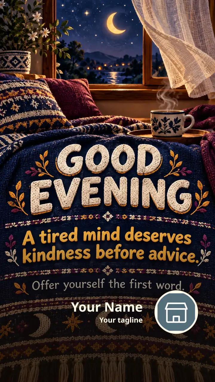 GOOD EVENING - A tired mind deserves kindness before advice. - Good Evening Image