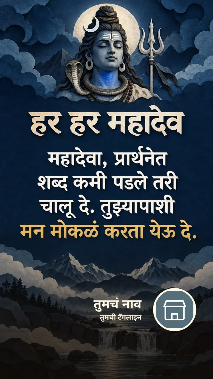 हर हर महादेव - महादेवा, प्रार्थनेत - Bhakti Image, डोंगर, नदी, शिव