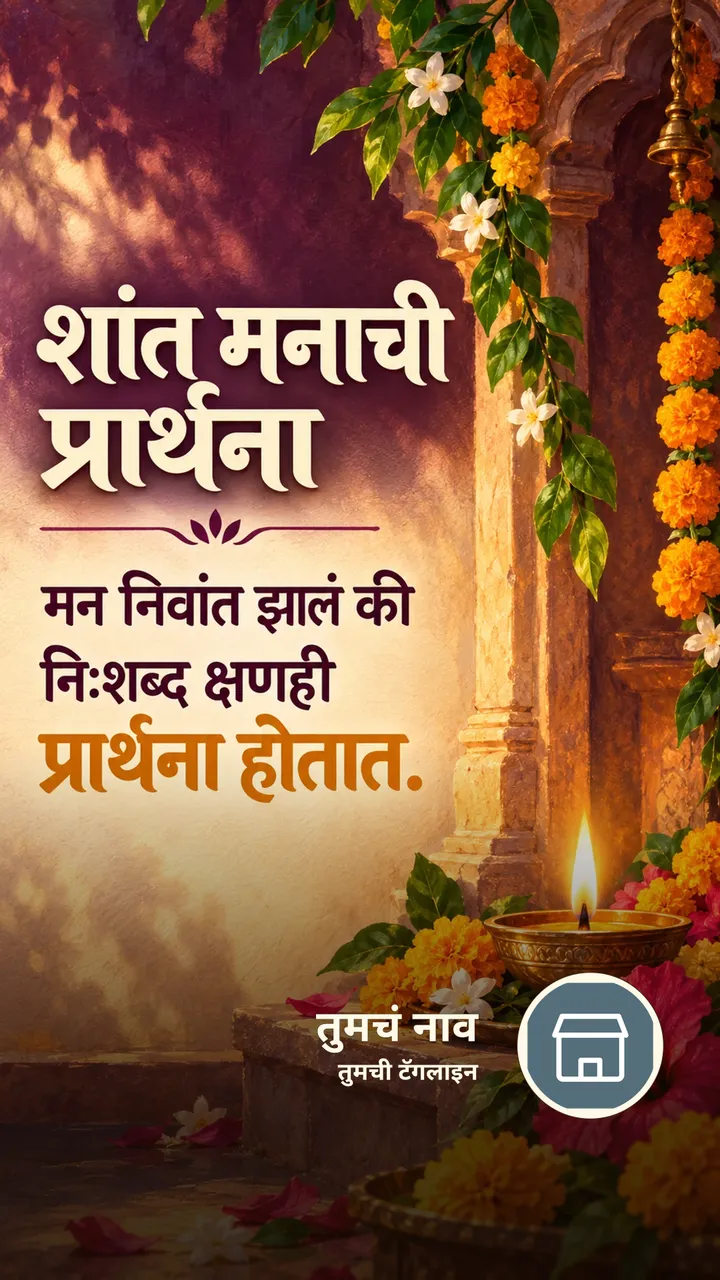 शांत मनाची प्रार्थना - Bhakti Image, फुलं, दिवा