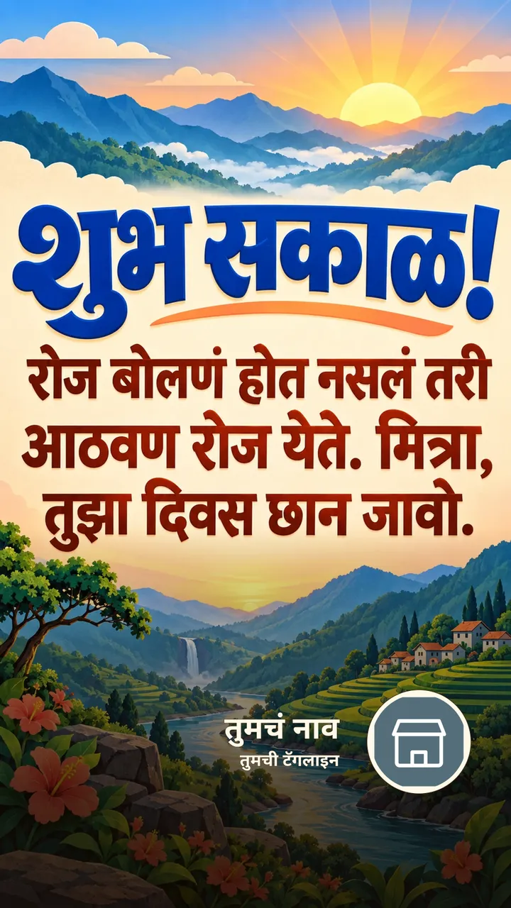 शुभ सकाळ! - रोज बोलणं होत नसलं तरी - Shubh Sakal Image, सूर्योदय, डोंगर, नदी