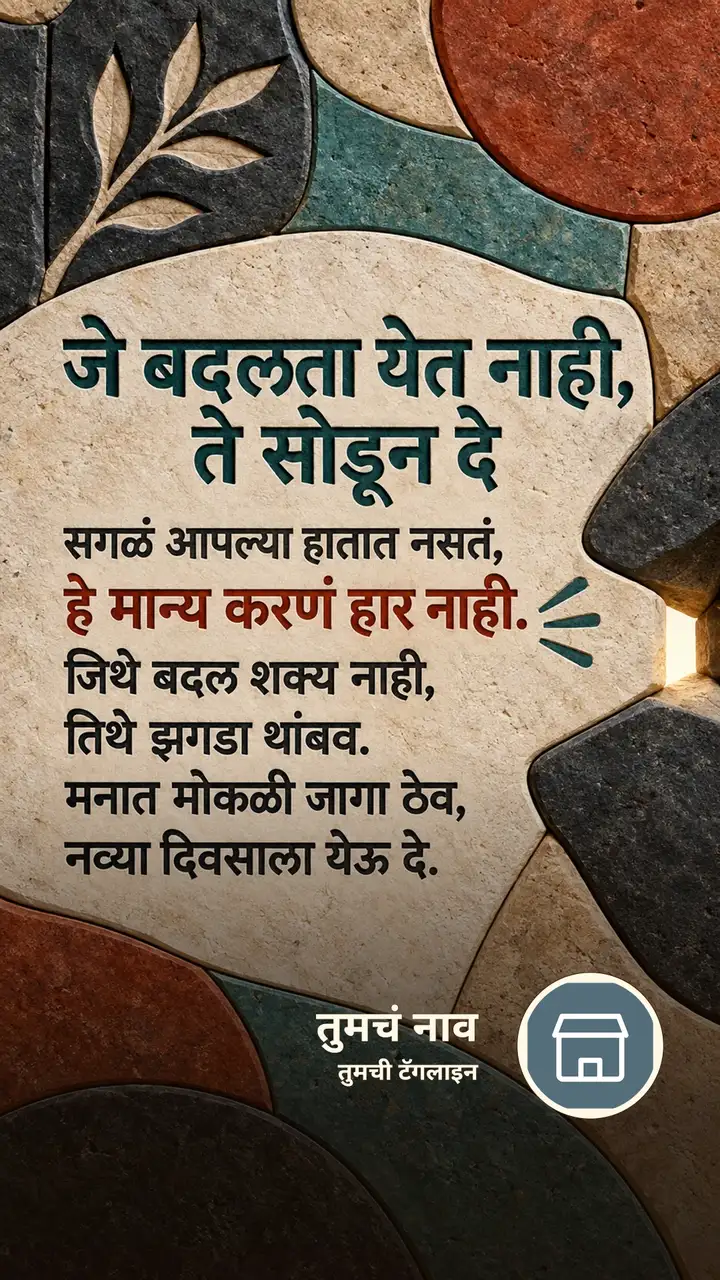 जे बदलता येत नाही, ते सोडून दे - Suvichar Image