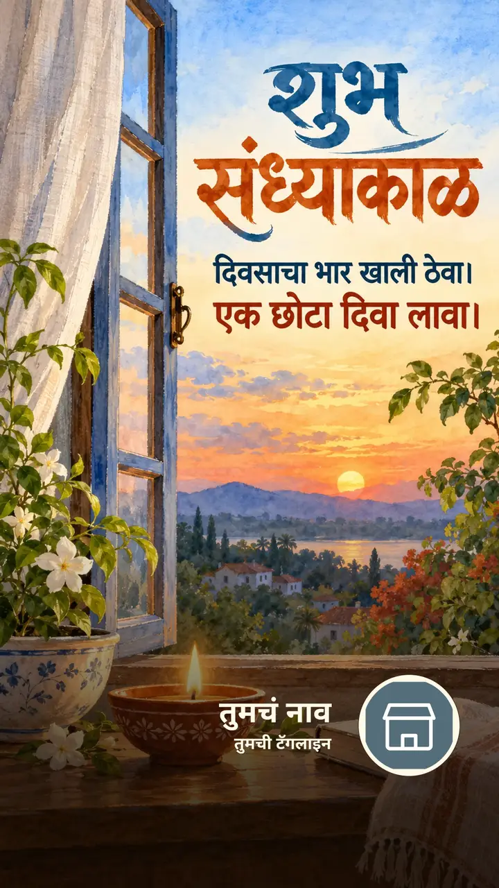 शुभ संध्याकाळ - दिवसाचा भार खाली ठेवा। - एक छोटा दिवा लावा। - Sandhyakal Image