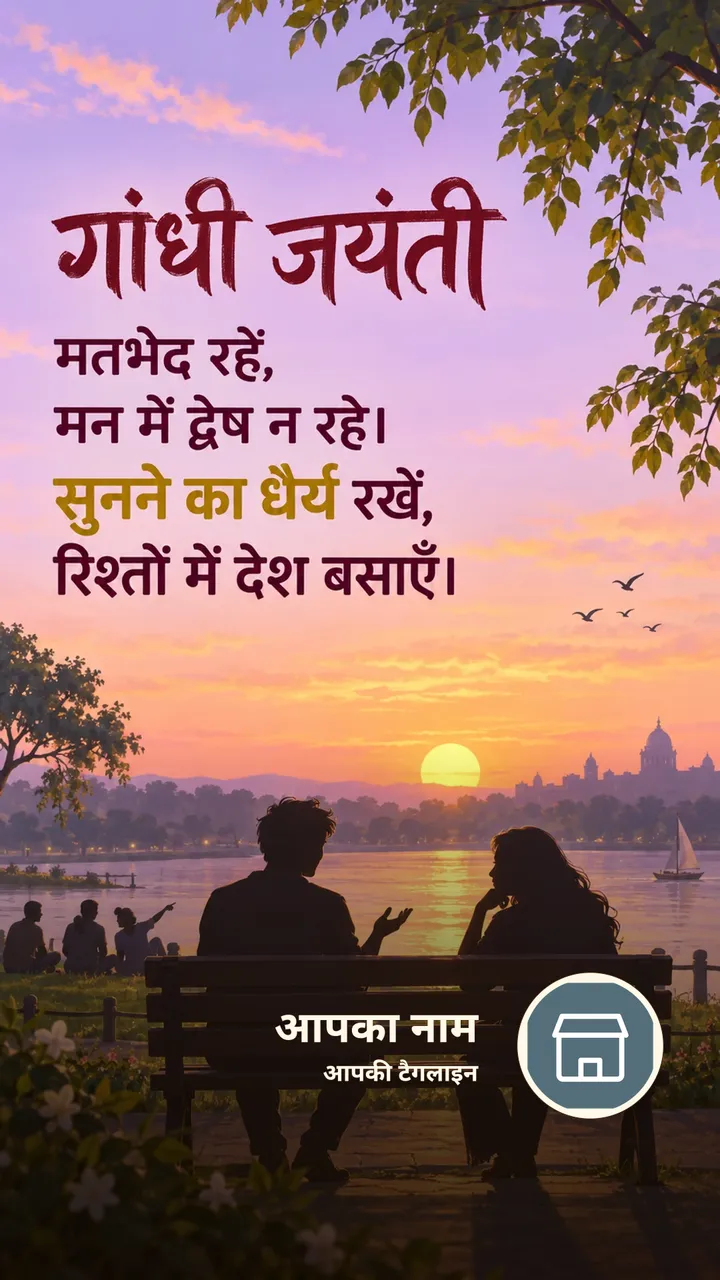 गांधी जयंती - मतभेद रहें, - Festival Image, सूर्यास्त, दोस्त