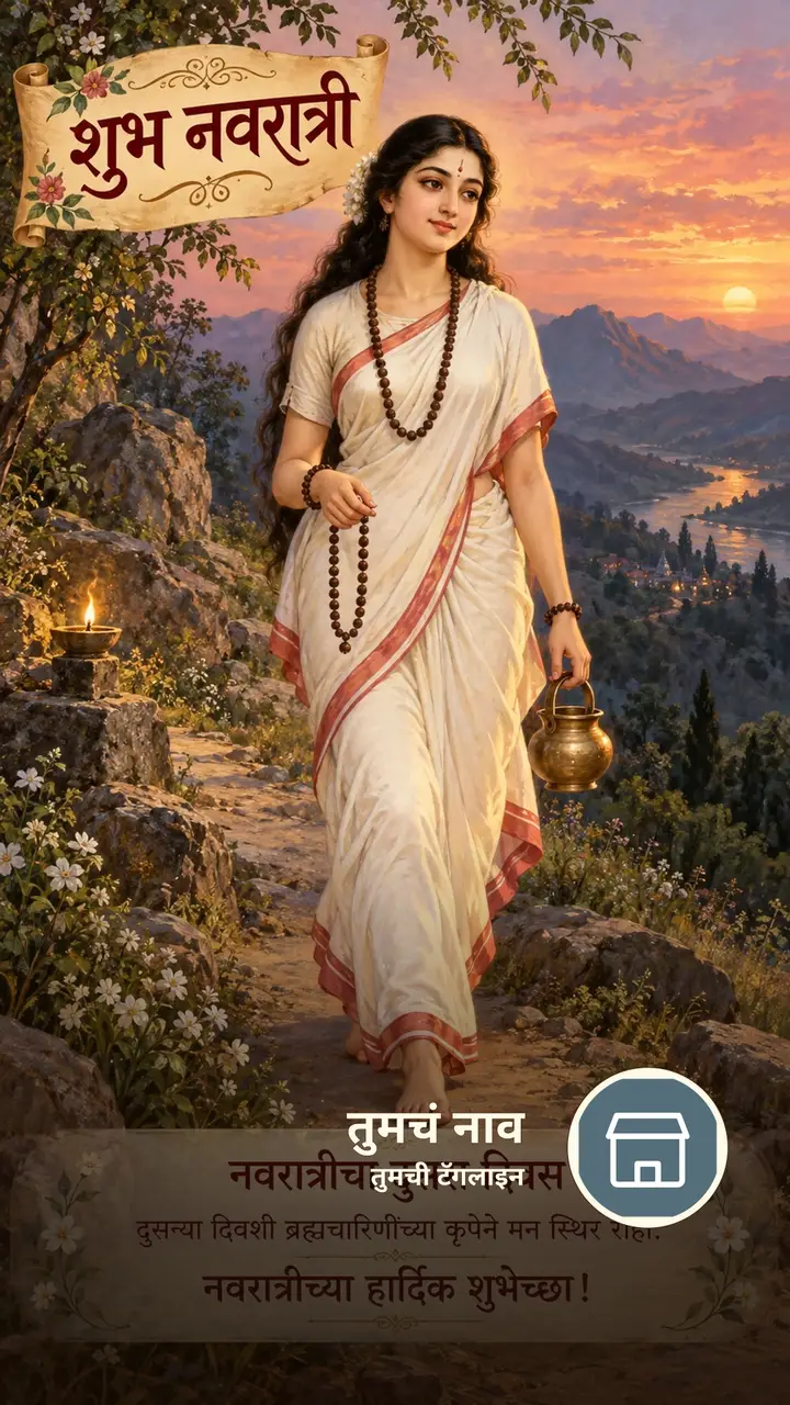 शुभ नवरात्री - नवरात्रीचा दुसरा दिवस - Festival Image, फुलं, निसर्ग, डोंगर, दुर्गा