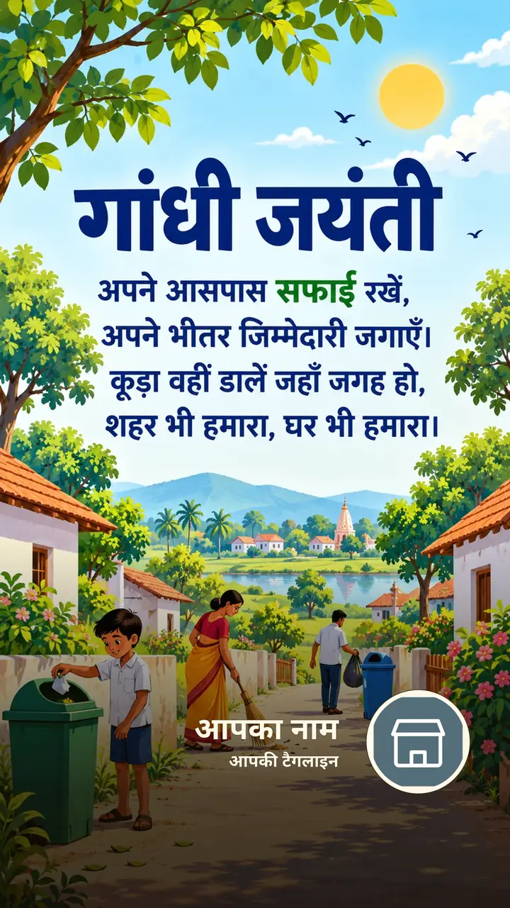 गांधी जयंती - अपने आसपास सफाई रखें, - Festival Image, प्रकृति, गाँव