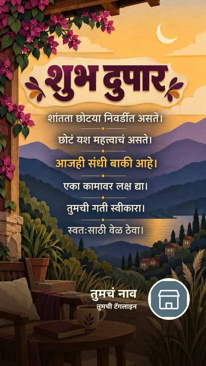 शुभ दुपार - शांतता छोट्या निवडींत असते। - छोटं यश - Shubh Dupar Image