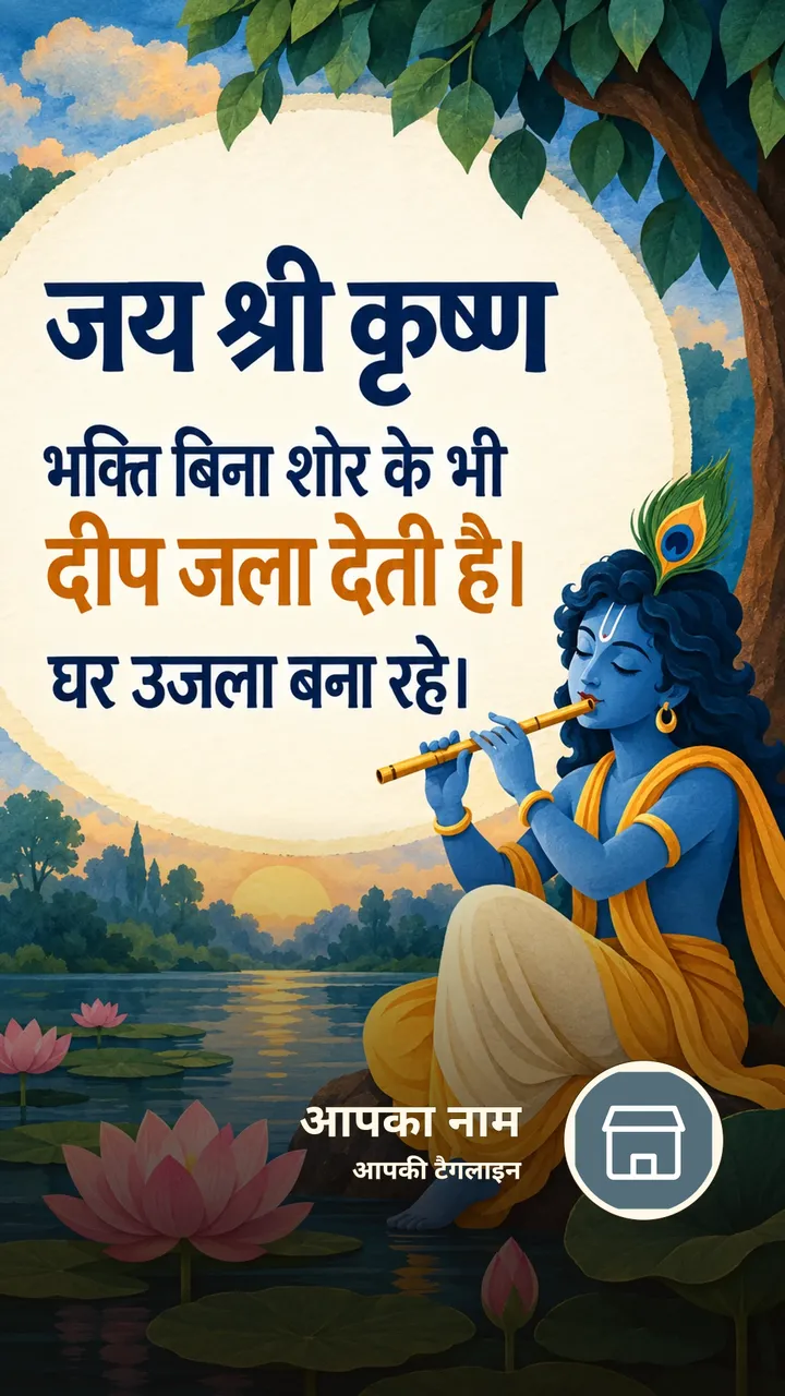 जय श्री कृष्ण - भक्ति बिना शोर के भी दीप जला देती है। - Bhakti Image, कमल, कृष्ण