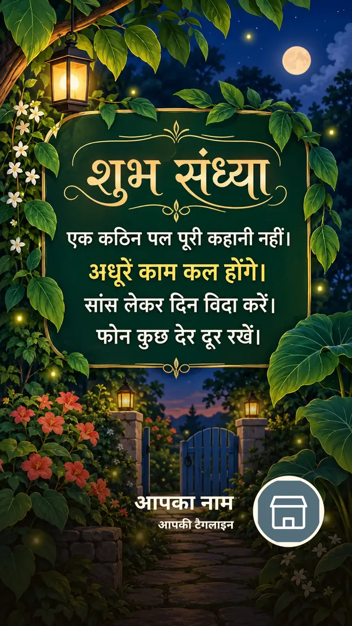 शुभ संध्या - एक कठिन पल पूरी कहानी नहीं। - अधूरे काम कल - Sandhya Image