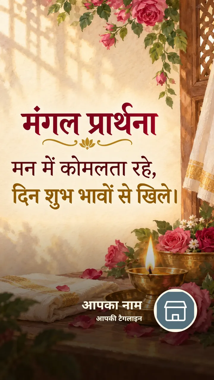 मंगल प्रार्थना - Bhakti Image, गुलाब, दीया