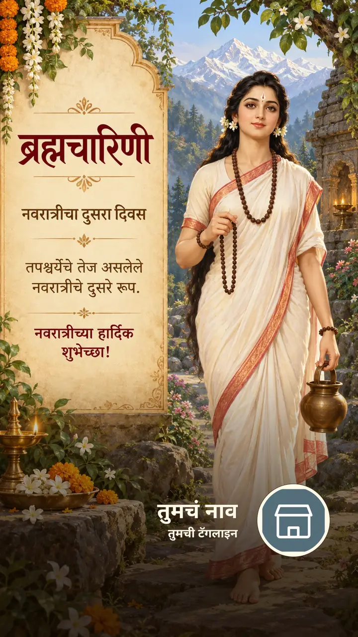 ब्रह्मचारिणी - नवरात्रीचा दुसरा दिवस - तपश्चर्येचे तेज - Festival Image, फुलं, निसर्ग, डोंगर, दुर्गा