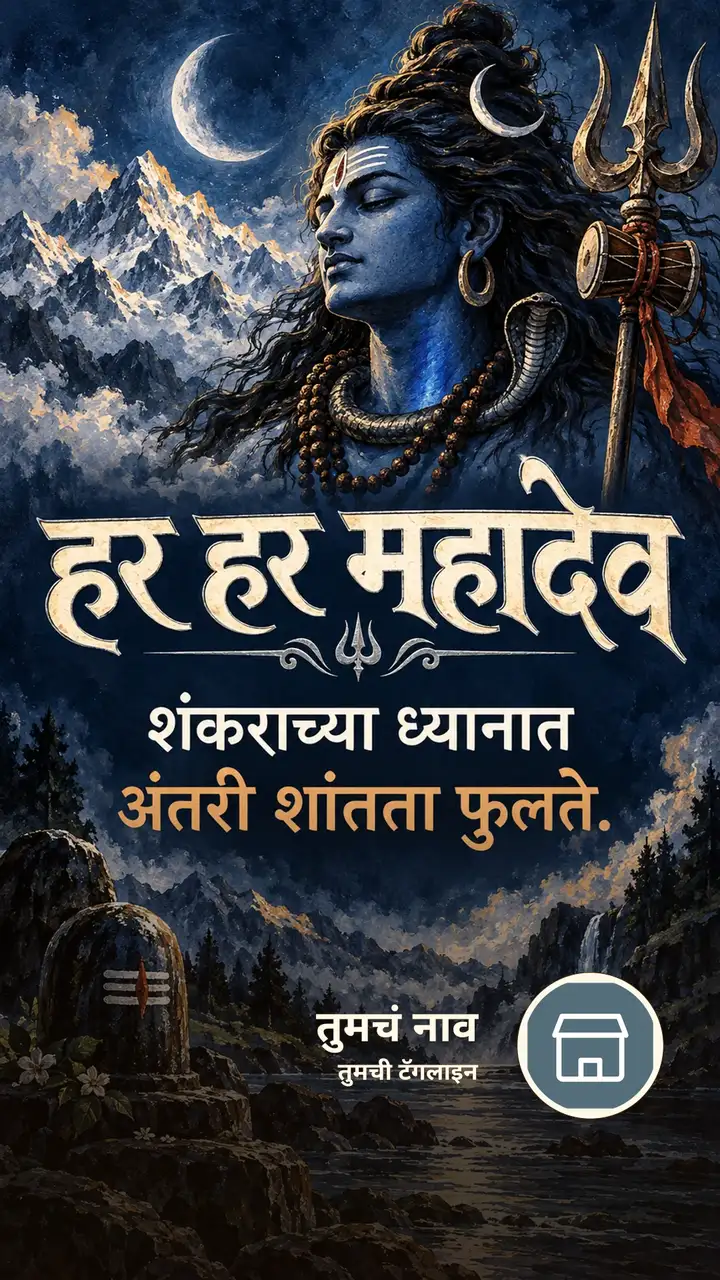 हर हर महादेव - शंकराच्या ध्यानात - Bhakti Image, शिव
