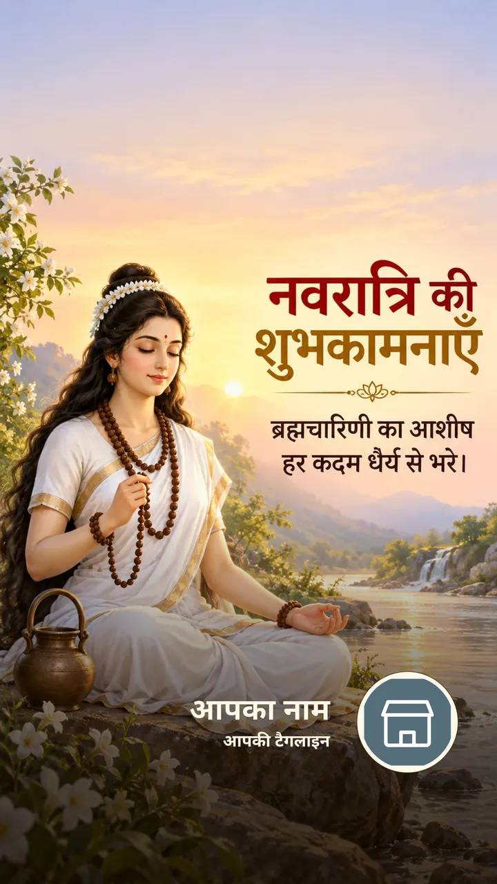 नवरात्रि की शुभकामनाएँ - ब्रह्मचारिणी का आशीष - Festival Image, प्रकृति, पहाड़