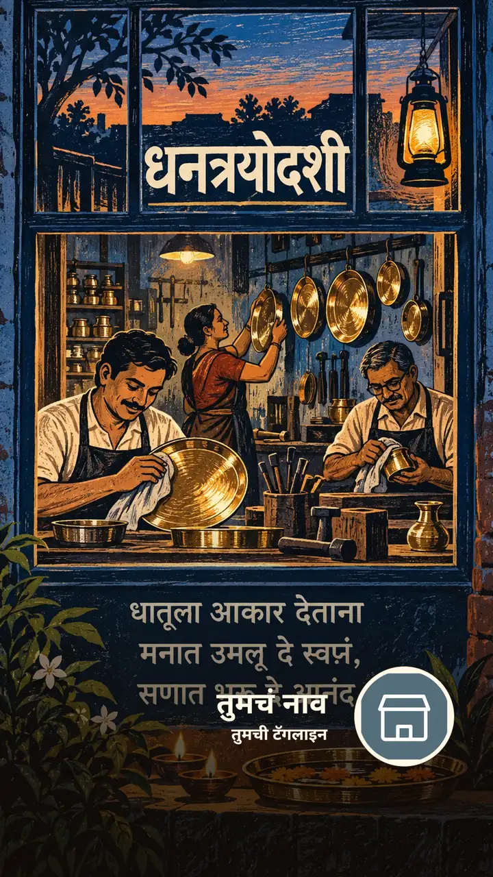 धनत्रयोदशी - धातूला आकार देताना - Festival Image, फुलं, दिवा, गाव