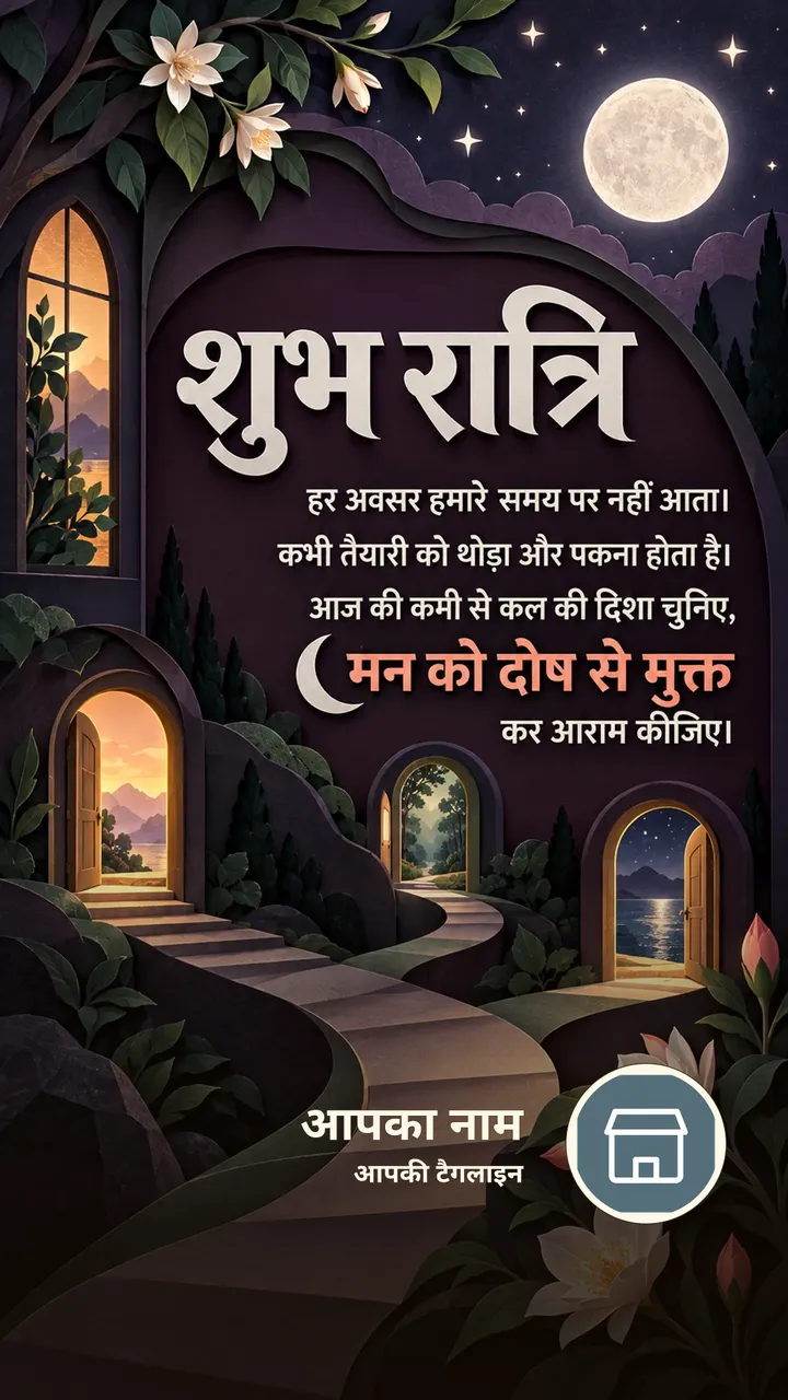 शुभ रात्रि - हर अवसर हमारे समय पर नहीं आता। - Shubh Ratri Image, फूल, चाँद, तारे