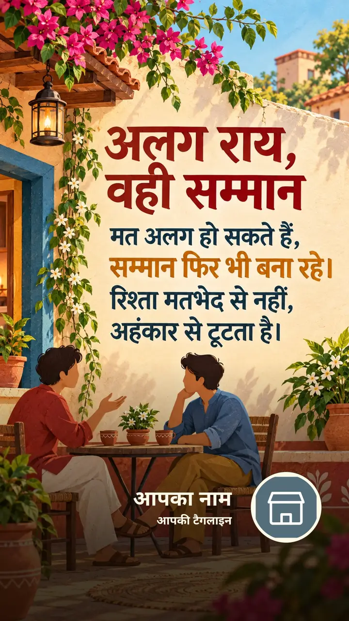 अलग राय, वही सम्मान - Suvichar Image, दोस्त