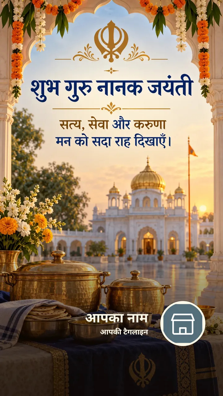 शुभ गुरु नानक जयंती - सत्य, सेवा और करुणा - Festival Image, फूल, प्रकृति, दीया