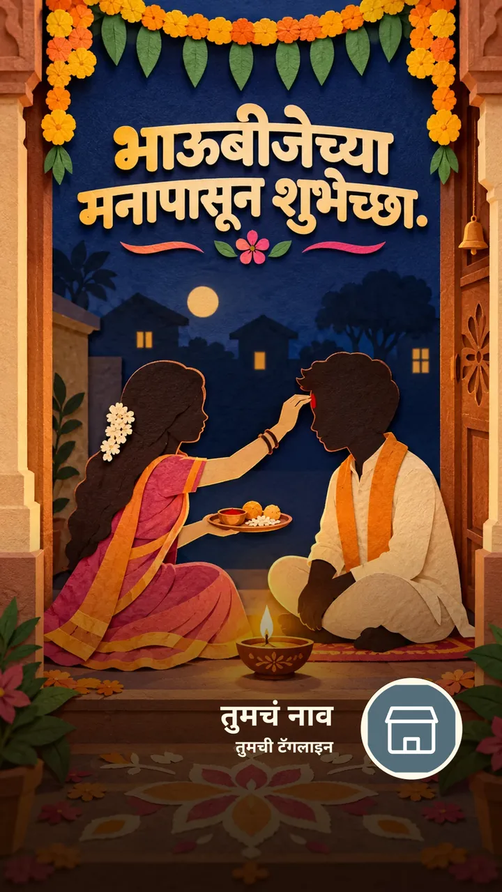 भाऊबीजेच्या मनापासून शुभेच्छा. - Festival Image, दिवा, कुटुंब