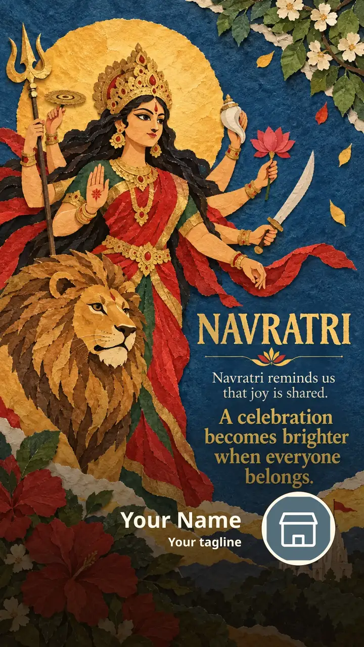 NAVRATRI - Festival Image, Flowers, Diya, Durga