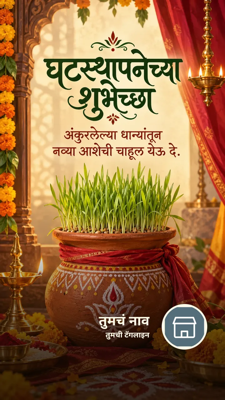 घटस्थापनेच्या शुभेच्छा - अंकुरलेल्या धान्यांतून - Festival Image, फुलं, निसर्ग, दिवा