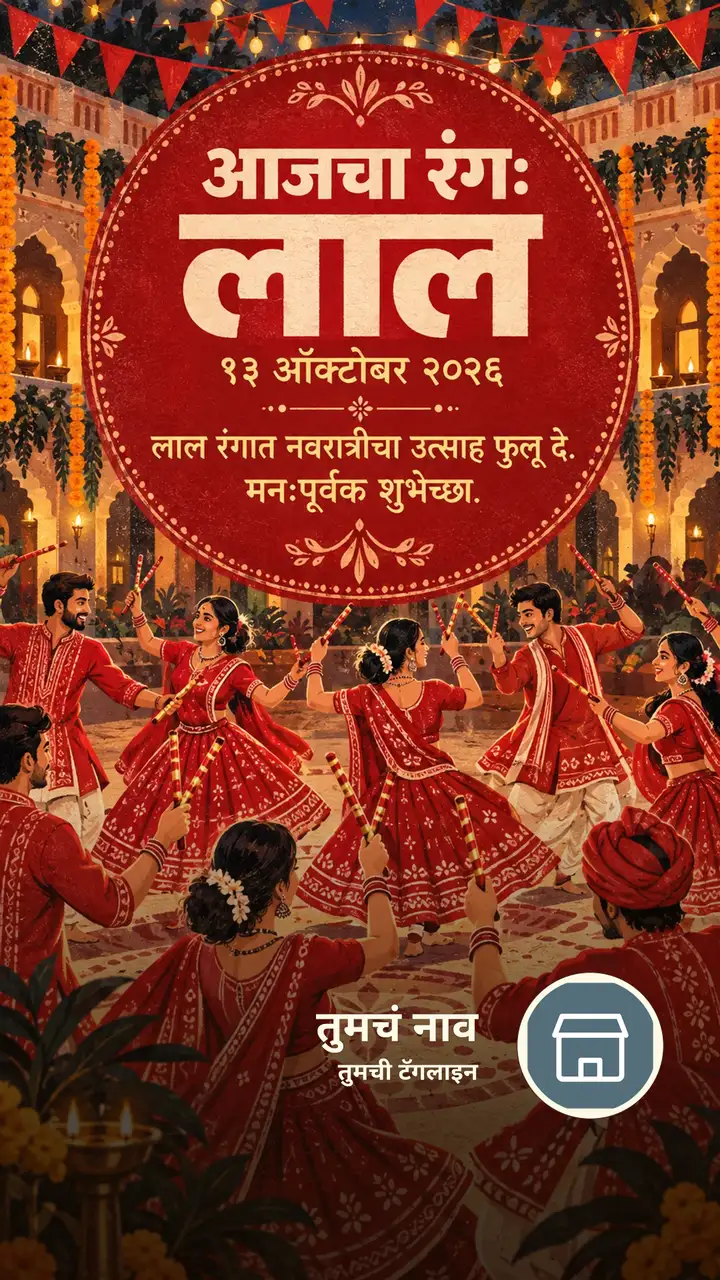 आजचा रंग: लाल - १३ ऑक्टोबर २०२६ - लाल रंगात नवरात्रीचा - Festival Image, फुलं, मित्र, मुलं