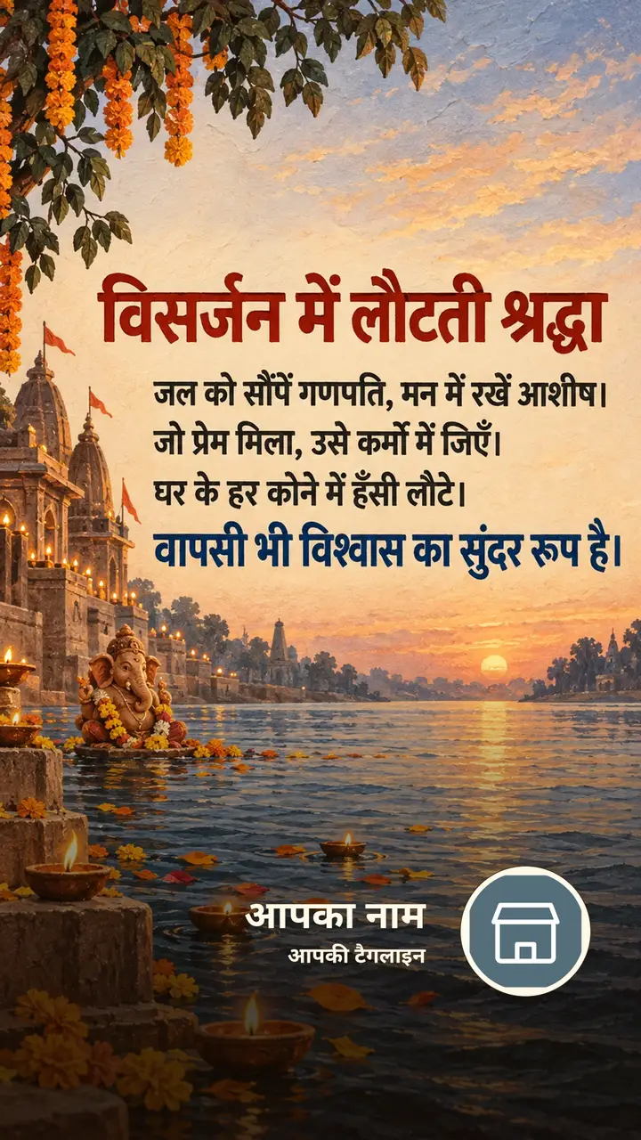 विसर्जन में लौटती श्रद्धा - Festival Image, नदी, दीया, गणेश