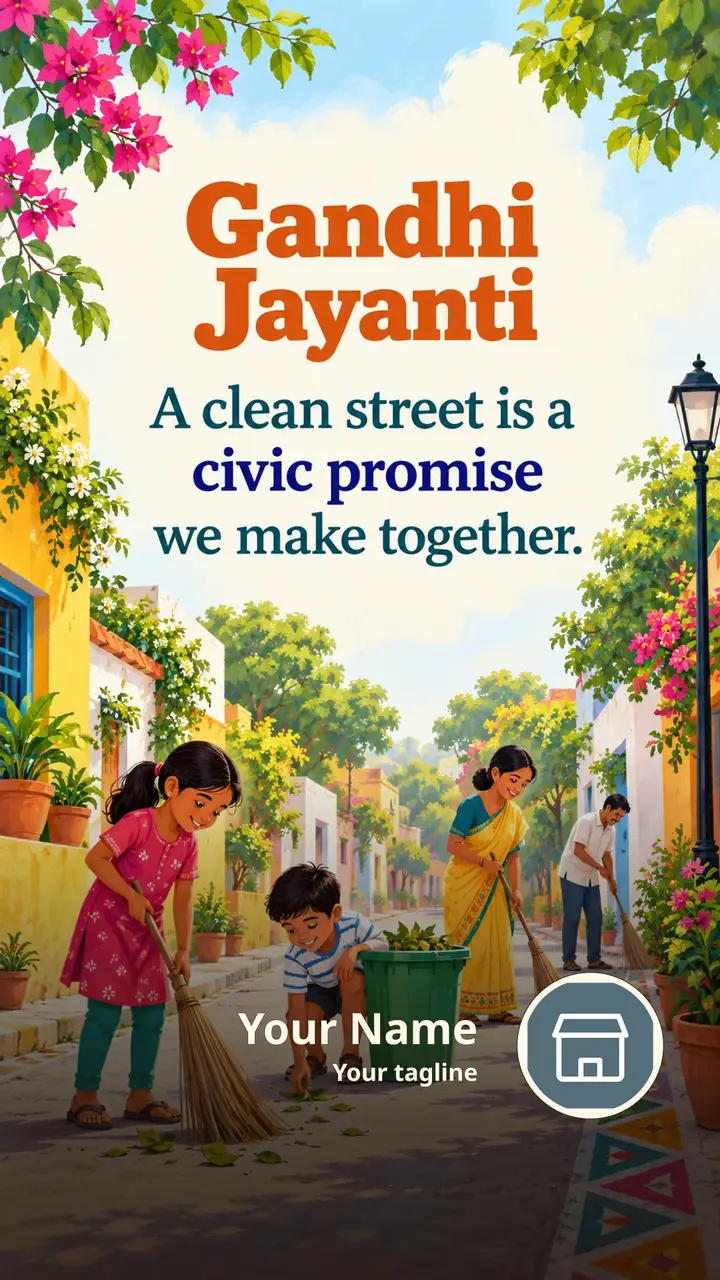 Gandhi Jayanti - A clean street is a civic promise - Festival Image, Village, Children
