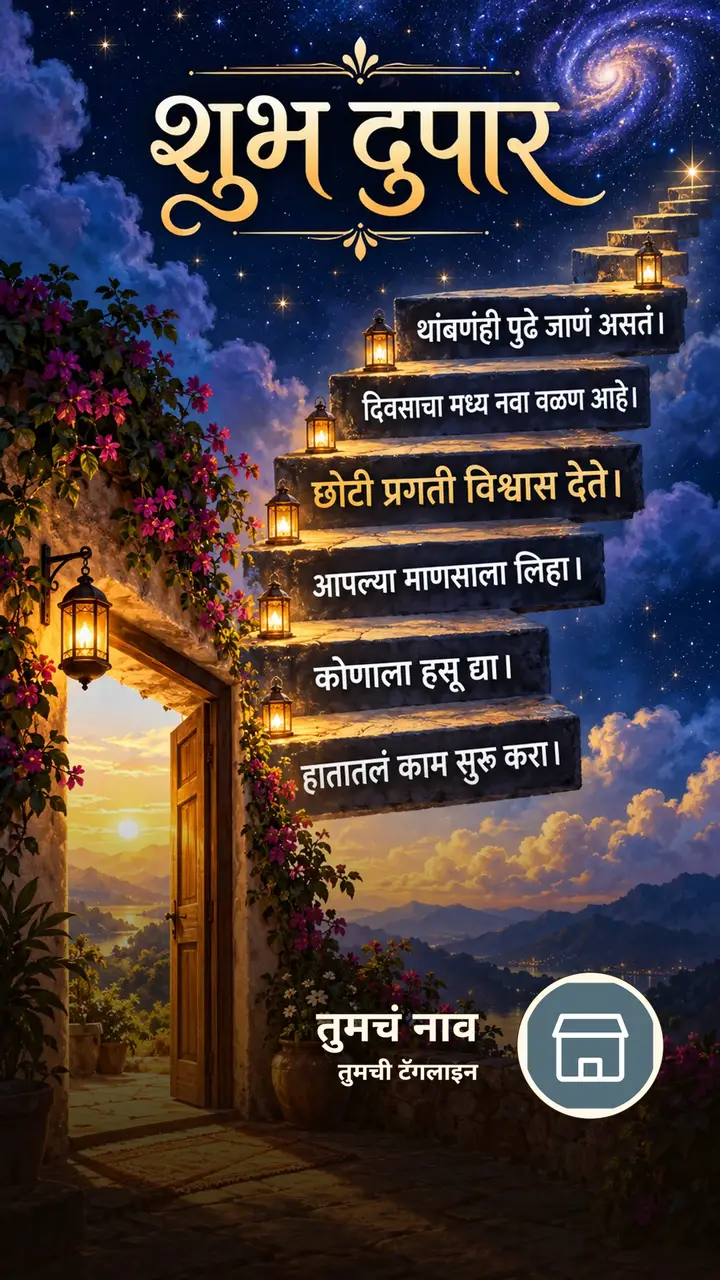 शुभ दुपार - थांबणंही पुढे जाणं असतं। - दिवसाचा मध्य नवा - Shubh Dupar Image