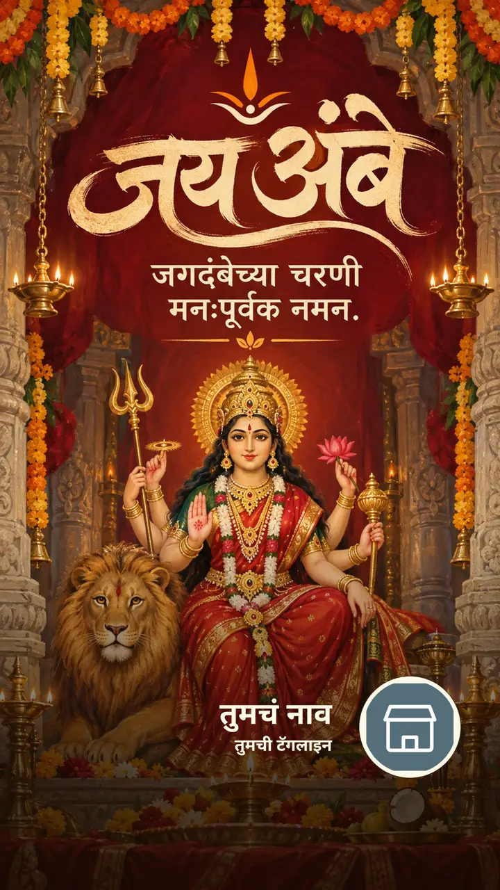 जय अंबे - जगदंबेच्या चरणी - Festival Image, फुलं, दिवा, दुर्गा