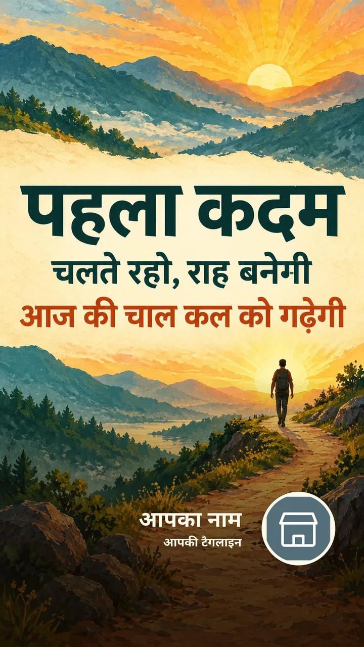पहला कदम - चलते रहो, राह बनेगी - Motivational Image, प्रकृति, पहाड़