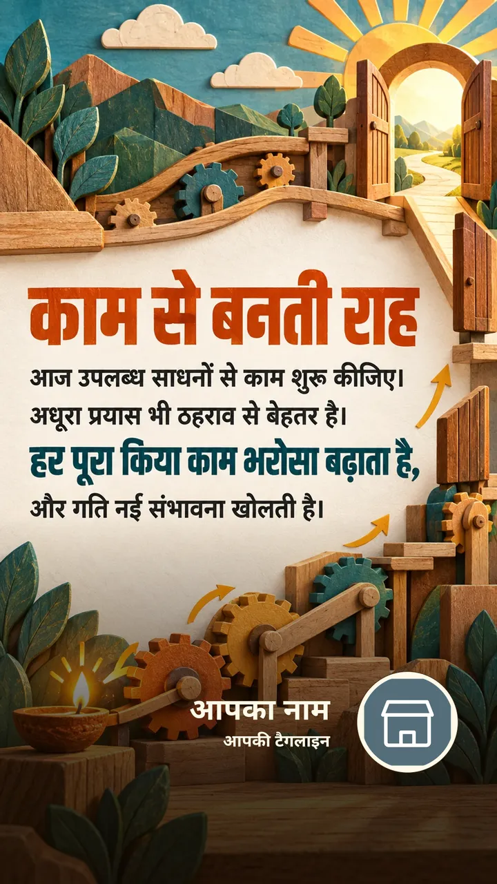काम से बनती राह - Motivational Image, दीया