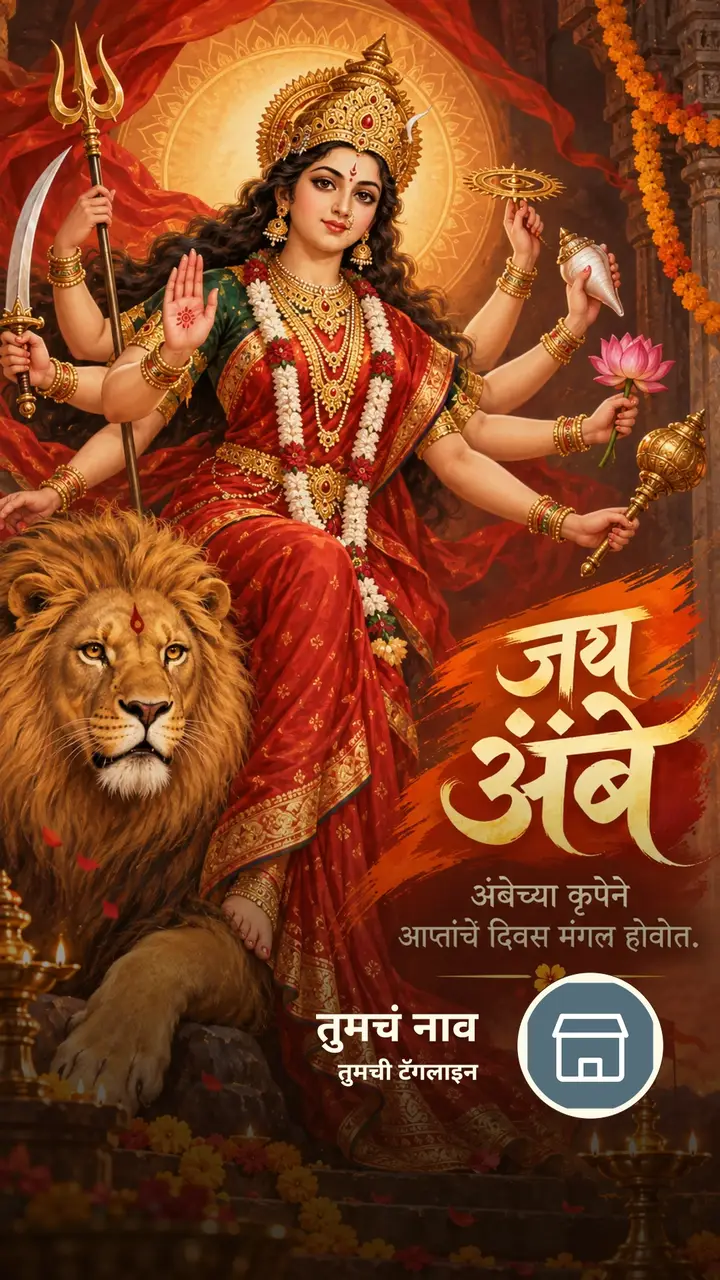 जय अंबे - अंबेच्या कृपेने - Festival Image, फुलं, दिवा, दुर्गा