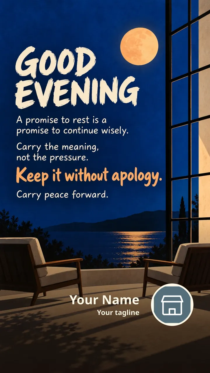 GOOD EVENING - A promise to rest is a promise to continue wisely. - Good Evening Image