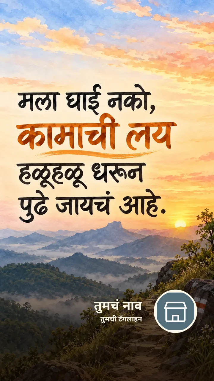 मला घाई नको, - Motivation Image, डोंगर
