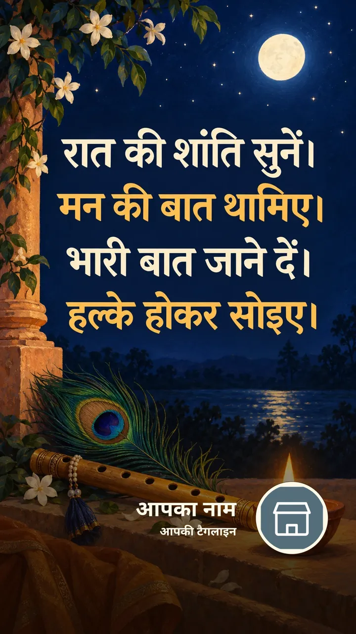 रात की शांति सुनें। - Shubh Ratri Image, फूल, चाँद, दीया