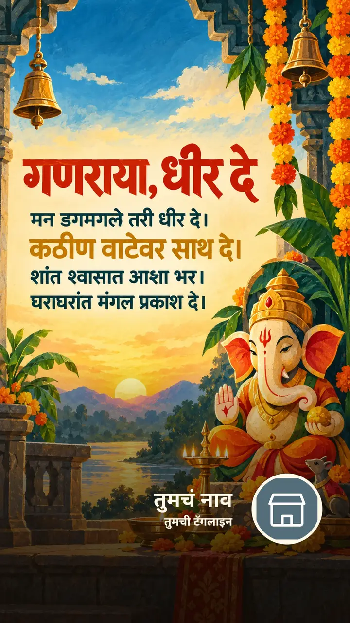 गणराया, धीर दे - Bhakti Image, फुलं, आकाश, दिवा, गणपती