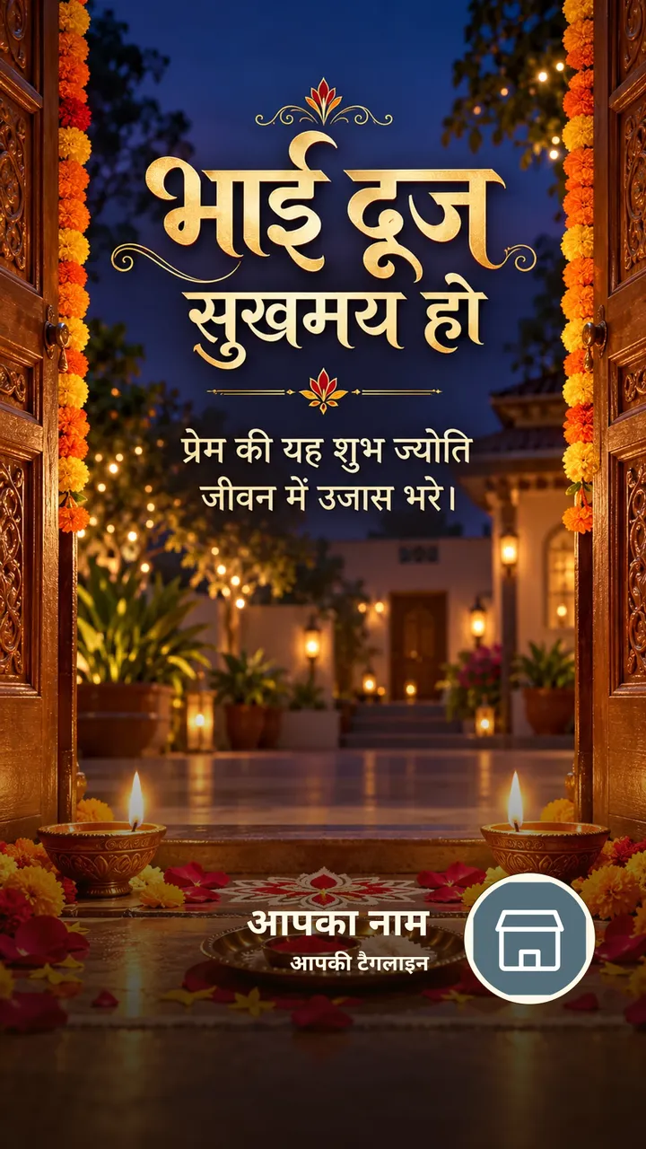 भाई दूज सुखमय हो - Festival Image, फूल, प्रकृति, दीया