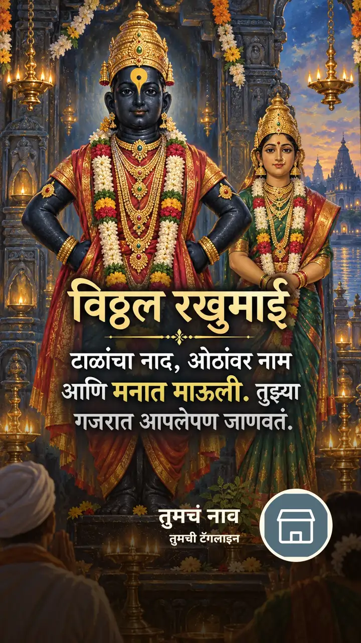 विठ्ठल रखुमाई - टाळांचा नाद, ओठांवर नाम - Bhakti Image, फुलं, नदी, विठ्ठल