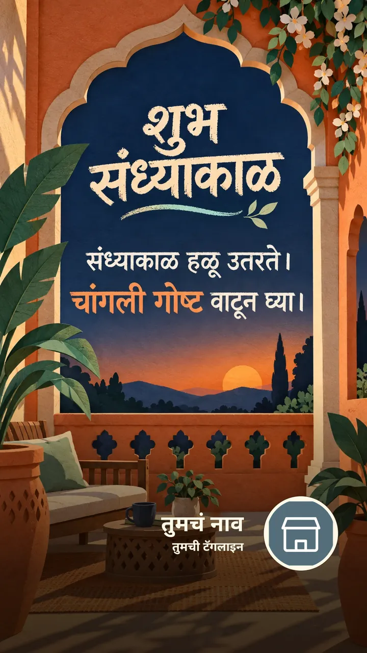 शुभ संध्याकाळ - संध्याकाळ हळू उतरते। - चांगली गोष्ट वाटून घ्या। - Sandhyakal Image