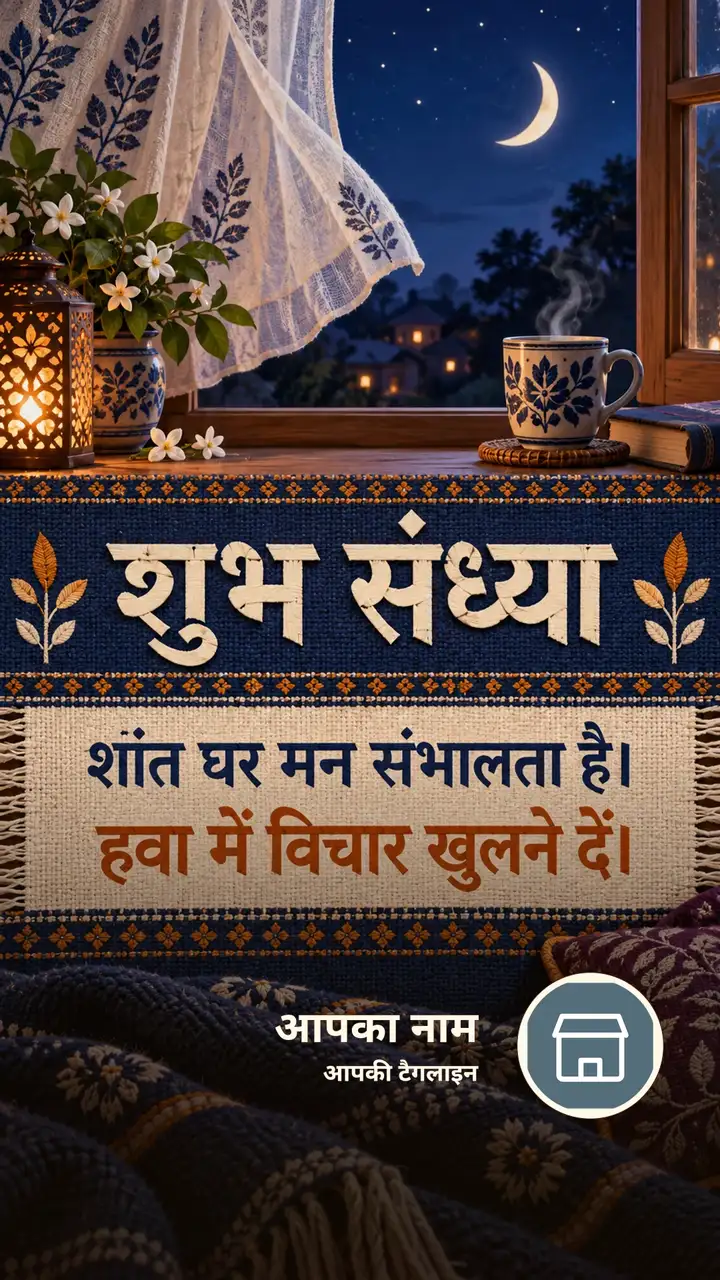शुभ संध्या - शांत घर मन संभालता है। - हवा में विचार - Sandhya Image