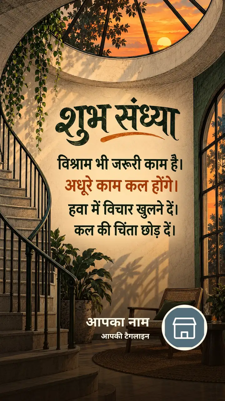 शुभ संध्या - विश्राम भी जरूरी काम है। - अधूरे काम कल - Sandhya Image