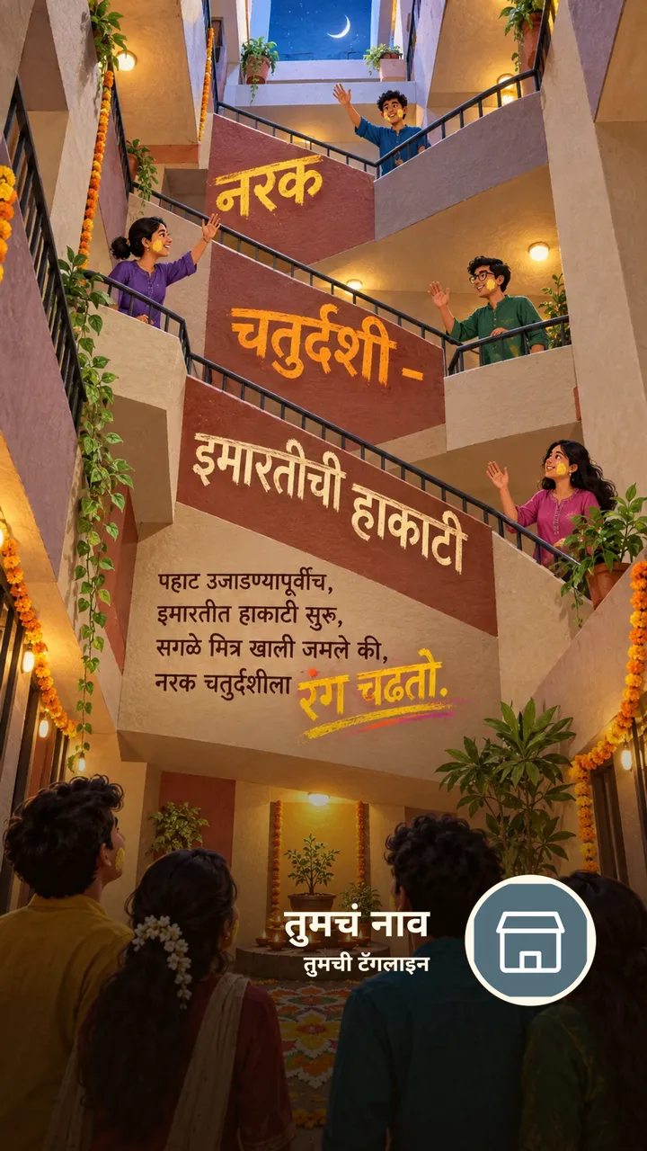 नरक चतुर्दशी - इमारतीची हाकाटी - Festival Image, आकाश, दिवा, मित्र, मुलं