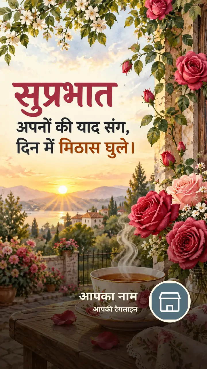 सुप्रभात - अपनों की याद संग, - Suprabhat Image, फूल, गुलाब, सूर्योदय, चाय
