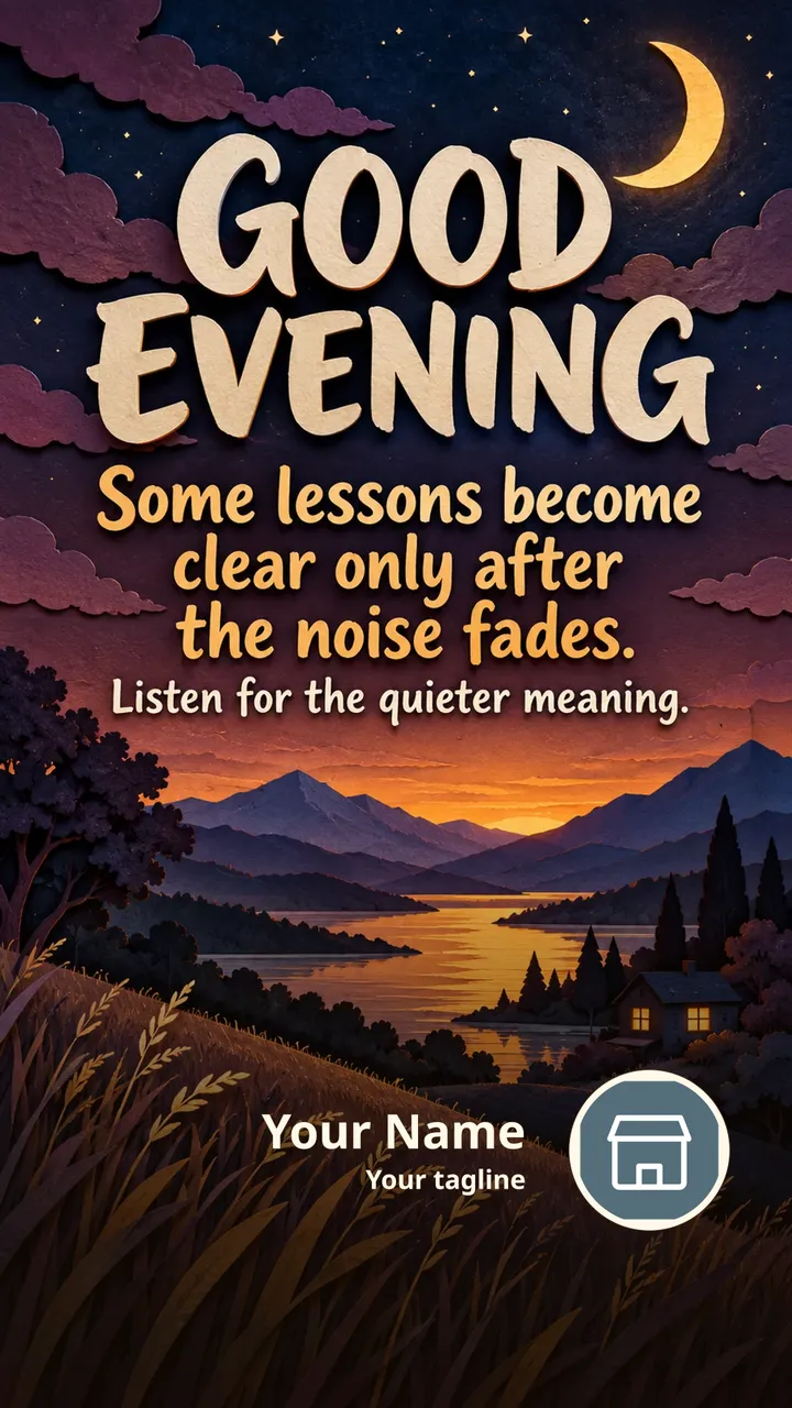 GOOD EVENING - Some lessons become clear only after the noise fades. - Good Evening Image