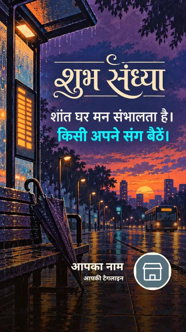 शुभ संध्या - शांत घर मन संभालता है। - किसी अपने संग - Sandhya Image