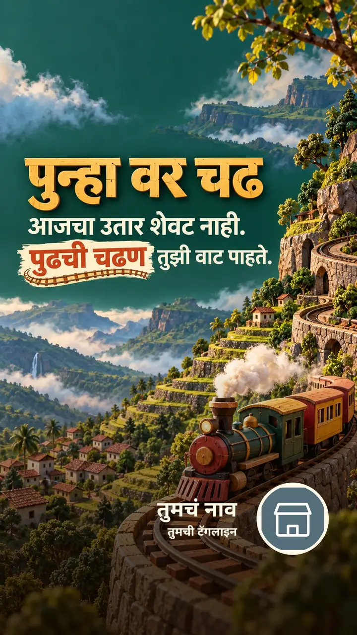 पुन्हा वर चढ - Motivation Image, निसर्ग, डोंगर, गाव