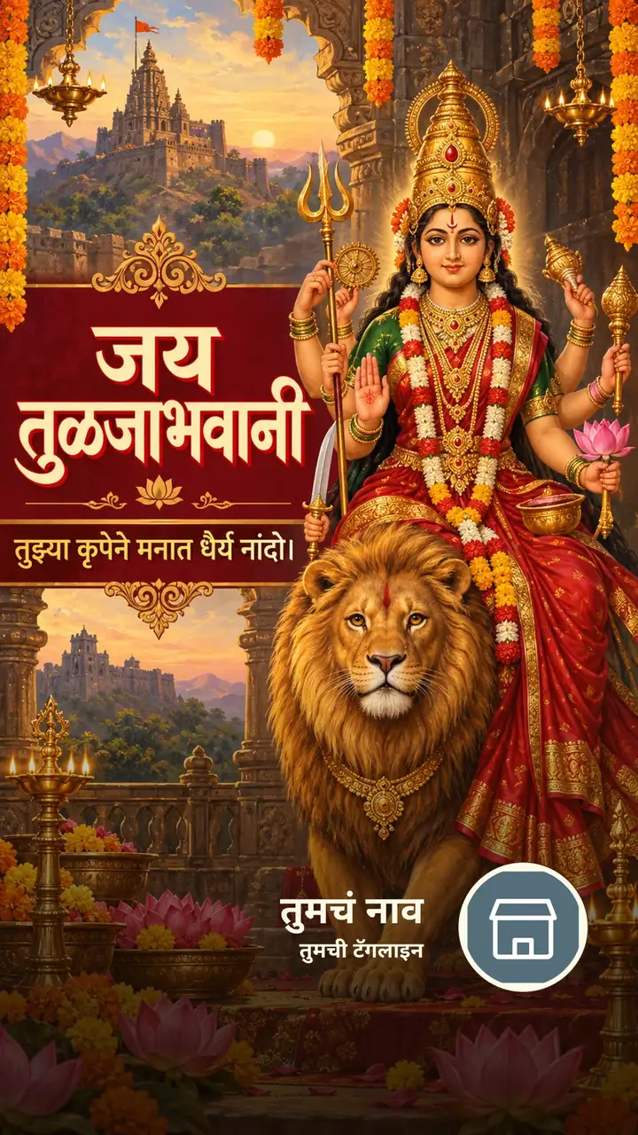 जय तुळजाभवानी - तुझ्या कृपेने मनात धैर्य नांदो। - Bhakti Image, कमळ, तुळजाभवानी